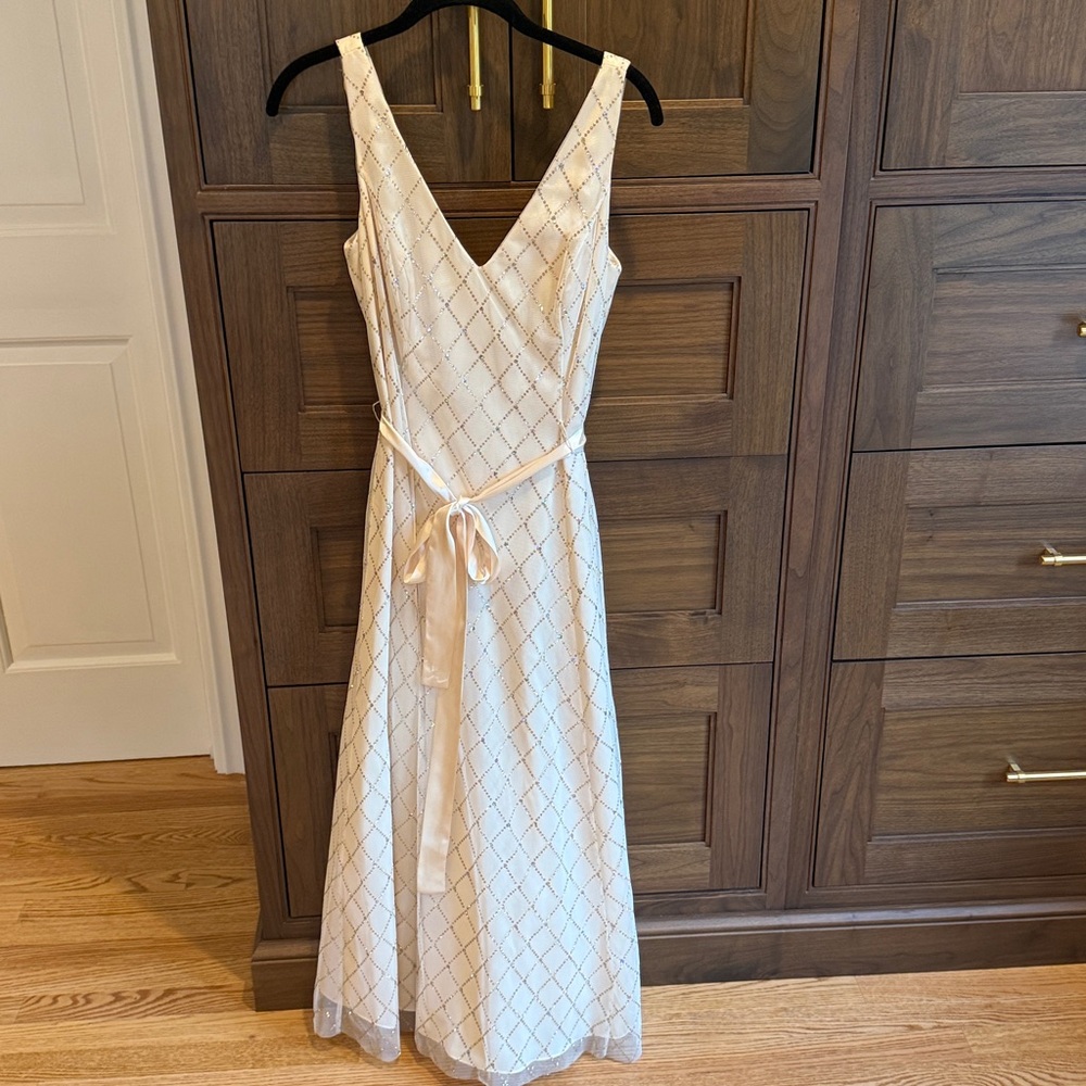 Adrianna Papell Boutique Cream Maxi Dress with Accents Size 10